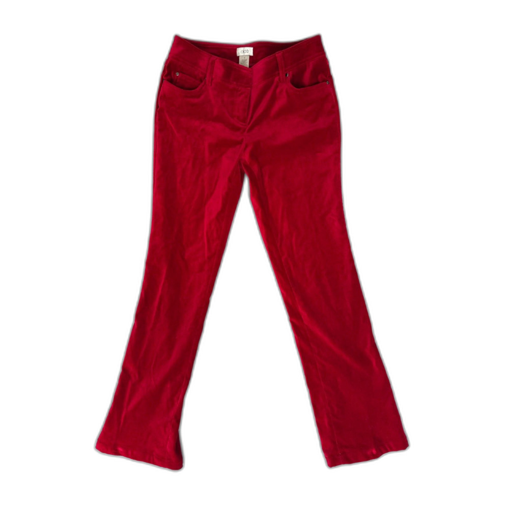 Cache Red Velvet Bootcut Pants Size 0 Holiday Glam